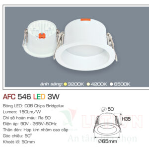 Đèn led âm trần  Anfaco AFC-608-9W
