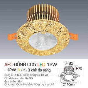Đèn led doWnlight Anfaco AFC-Đồng 005-12W-3CĐ