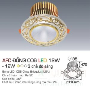 Đèn led DoWnlight Anfaco AFC-Đồng 006-12W-3CĐ
