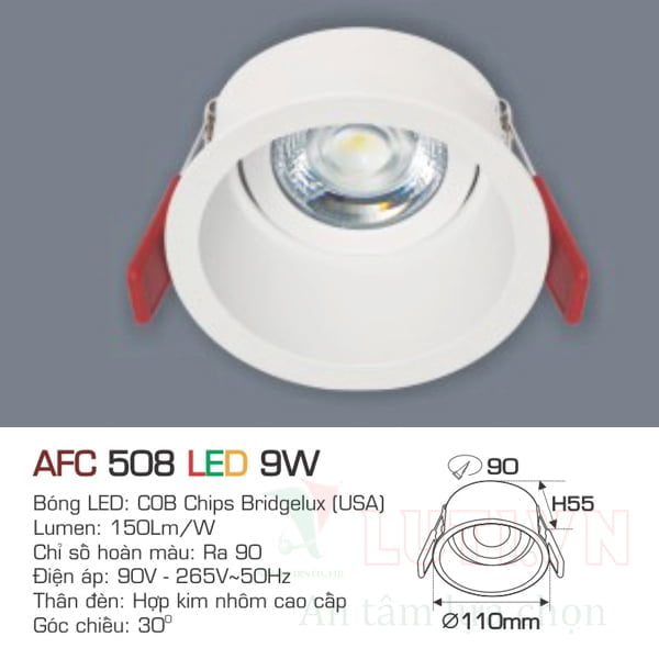 Đèn led DoWnlight Anfaco AFC-508-9W - Ảnh 2