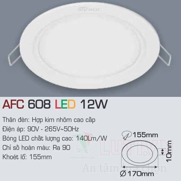 Đèn led Panel Anfaco AFC-608-12W - Ảnh 2