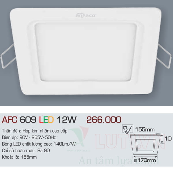 Đèn led Panel Anfaco AFC-609-12W - Ảnh 2