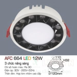 Đèn led doWnlight Anfaco AFC-664-12W