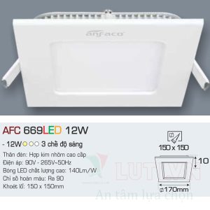 Alternative view of Đèn led panel Anfaco AFC-669-12W-3CĐ
