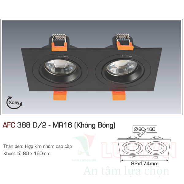Chao đèn led âm trần Anfaco AFC-388D/2-MR16 (Không bóng) - Ảnh 2