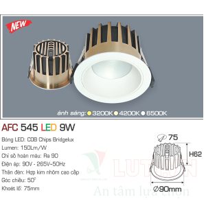 Đèn led âm trần  Anfaco AFC-545-9W-3CĐ
