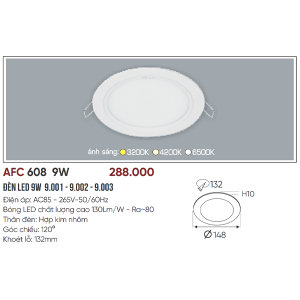 Alternative view of Đèn led âm trần  Anfaco AFC-608-9W