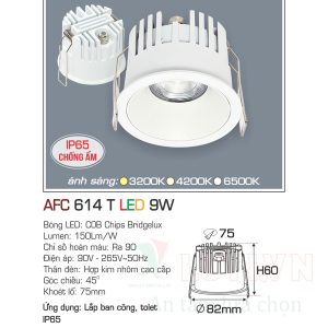 Alternative view of Đèn led âm trần  Anfaco AFC-614T-9W