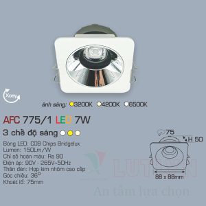 Alternative view of Đèn led âm trần  Anfaco AFC-775/1-7W-3CĐ
