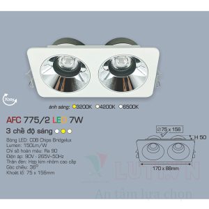 Alternative view of Đèn led âm trần  Anfaco AFC-775/2-7W-3CĐ