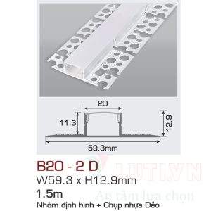 Alternative view of Nhôm định hình có chụp nhựa dẻo AFC-B20-2D