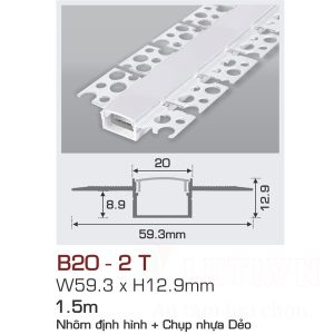 Alternative view of Nhôm định hình có chụp nhựa dẻo AFC-B20-2T