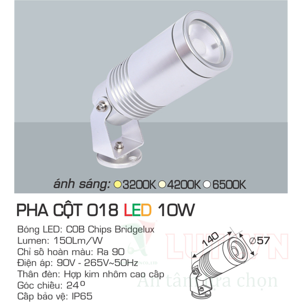 Đèn led pha cột anfaco AFC-PC018-10W