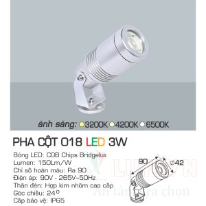 Đèn led pha cột anfaco AFC-PHA-018-3W