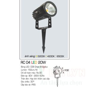 Alternative view of Đèn led ghim cỏ Anfaco AFC-RC04-20W