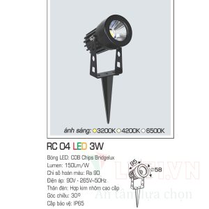 Alternative view of Đèn led ghim cỏ Anfaco AFC-RC04-3W