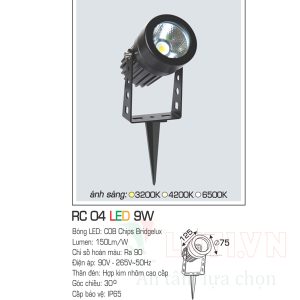 Alternative view of Đèn led ghim cỏ Anfaco AFC-RC04-9W