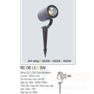 Alternative view of Đèn led ghim cỏ Anfaco AFC-RC06-3W