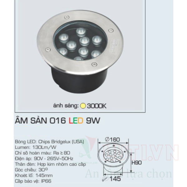 Đèn pha LED Anfaco AFC-ÂM SÀN 016-9W