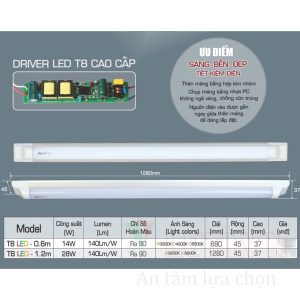 Bộ máng đèn Anfaco AFC-T8-1.2m