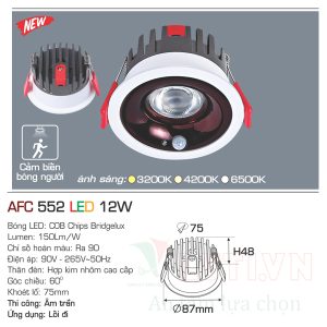 Đèn led âm trần  Anfaco AFC-552-12W
