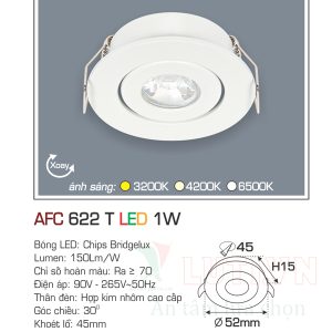 Đèn led âm trần cảm biến  Anfaco AFC-622T-1W