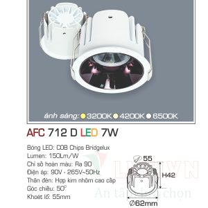 Đèn led âm trần Anfaco AFC-712D-7W-3CĐ