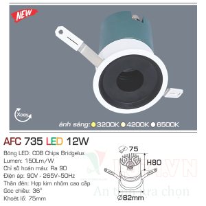 Đèn led âm trần  Anfaco AFC-735-12W