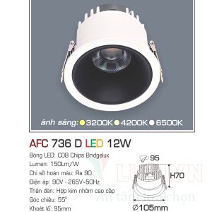 Đèn led âm trần  Anfaco AFC-736D-12W