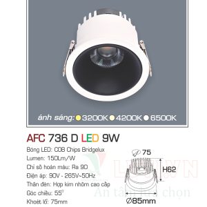 Đèn led âm trần  Anfaco AFC-736D-9W