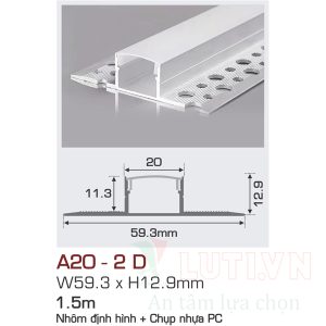 Nhôm định hình có chụp nhựa PC AFC-A20-2D